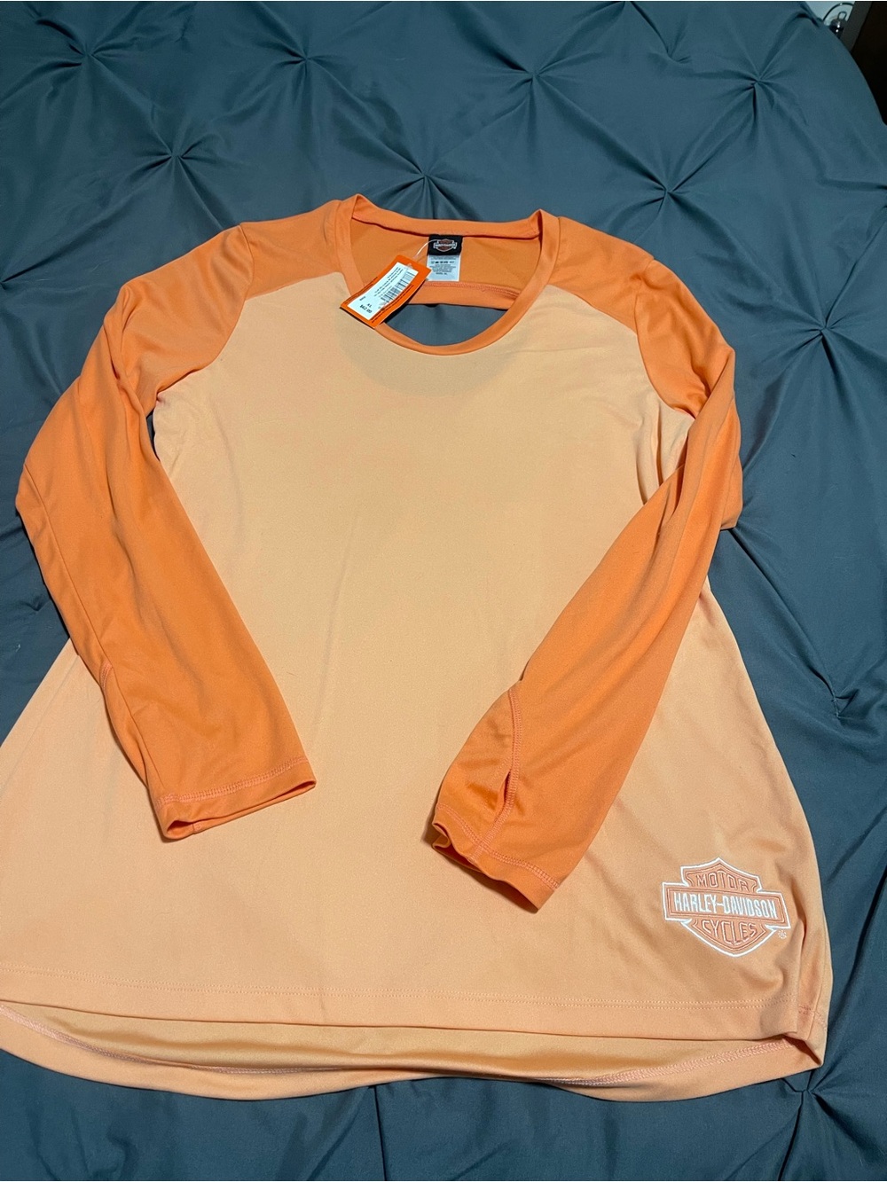 Harley-Davidson woman’s Long Sleeve Raglan Shirt - Peach & Orange